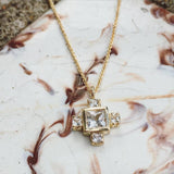Byzantine White Sapphire Cross Necklace - Rebecca Lankford Designs - 2