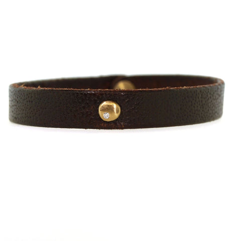 Diamond Disc on Buffalo Leather Bracelet