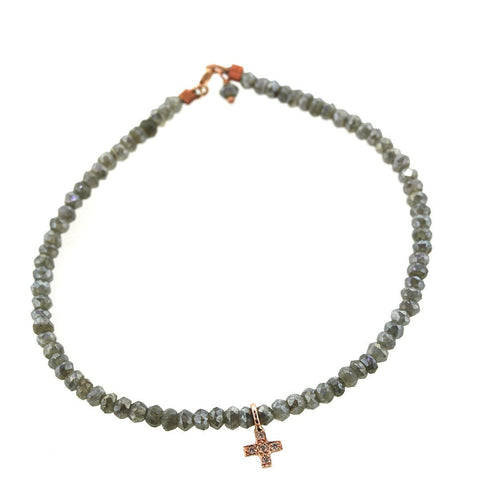 Gray Sapphire and Diamond Cross Bracelet