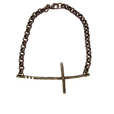 Sterling & Diamond Cross Bracelet