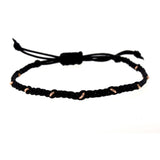 Black Macrame and Rose Gold Bracelet - Woven Macrame Bracelet - Rebecca Lankford Designs - 1