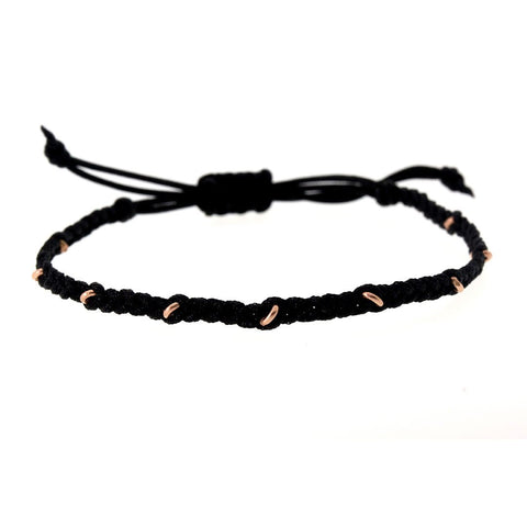 Black Macrame and Rose Gold Bracelet