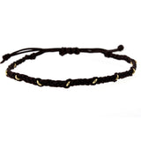 Brown Macrame and Gold Ring Bracelet - Rebecca Lankford Designs - 1