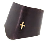 Diamond Cross Leather Cuff