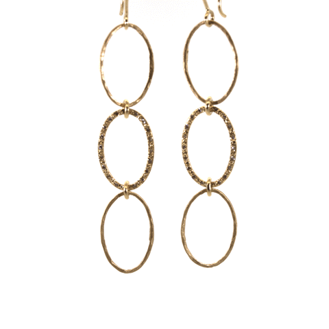 Diamond & Gold Oval Earrings