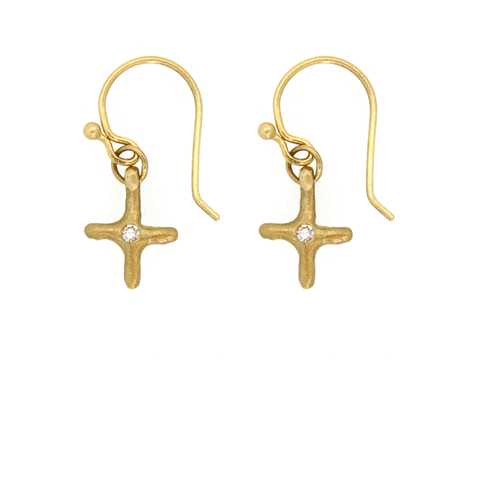 Cross Dangle Gold Earrings - Rebecca Lankford Cross Dangle Earrings - Rebecca Lankford Designs