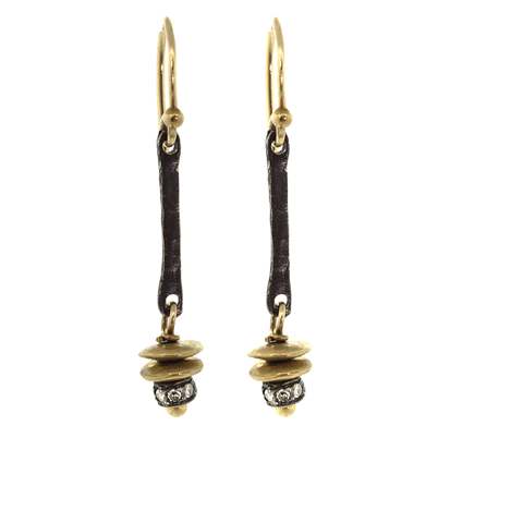 Diamond Disc & Bar Earrings