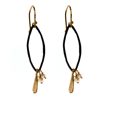 Bar Diamond & Sapphire Dangle Earrings