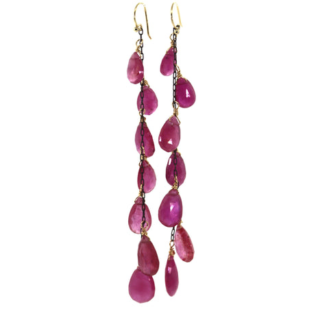 7 Drop Pink Sapphire Earrings