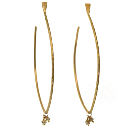 Raw Diamond and Gold Hoop Earrings