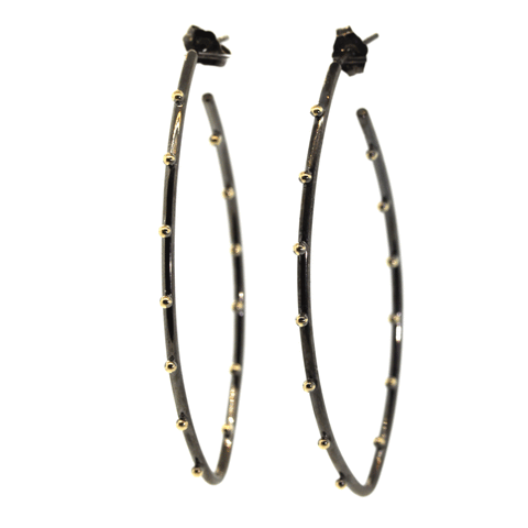 Rhodium Stud Hoop Earrings