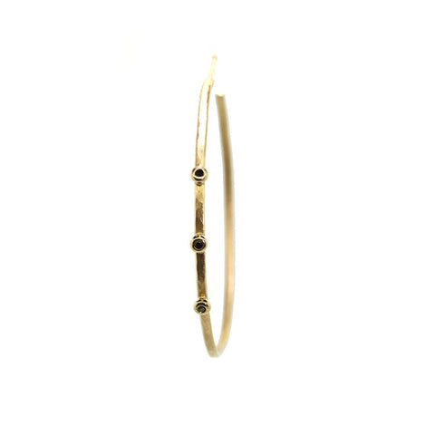 Bezeled Black Diamond Hoop Earrings