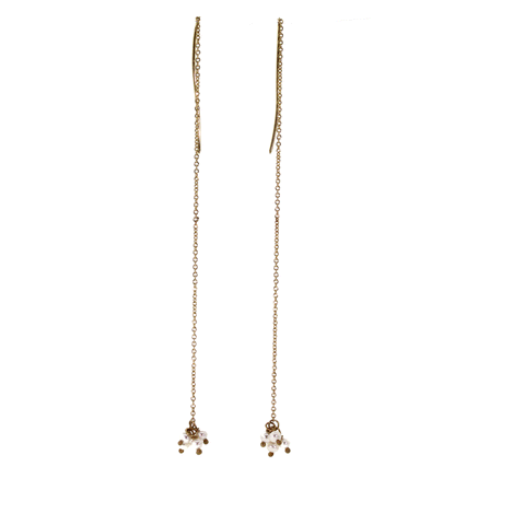 Cream Pearl Cluster Threader Earrings