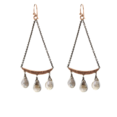 Rose Gold & Labradorite Chandelier Earrings