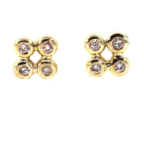 Diamond Bezel Cluster Stud Earrings