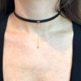 Brown Leather Choker Necklace - Leather & Garnet Choker - Rebecca Lankford Designs