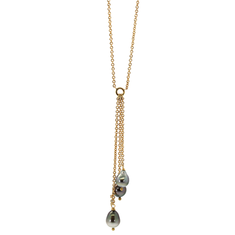 Gold Trinity Pearl Necklace