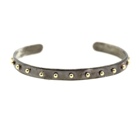Rhodium Plated Gold Ball Cuff Bracelet