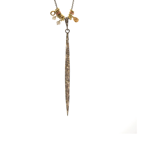 Pave Diamond Bar Trinket Necklace