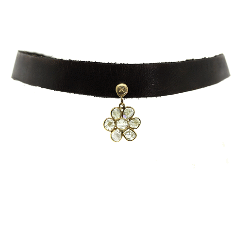 Sliced Diamond Flower Choker