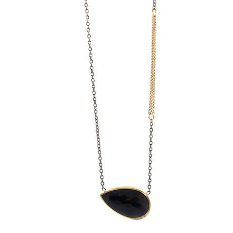 Pear Sapphire and Gold Necklace