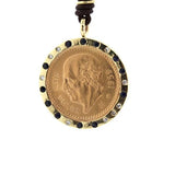Diamond & Blue Sapphire Coin Necklace