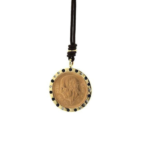 Diamond & Blue Sapphire Coin Necklace