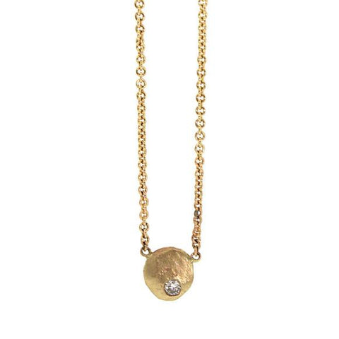 Gold Diamond Disc Necklace
