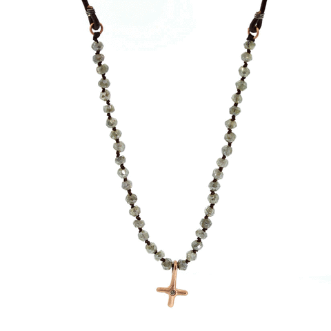 Rose Diamond Cross & Sapphire Necklace