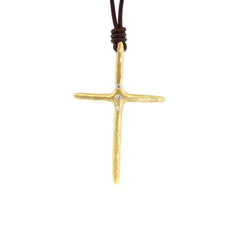 Chunky Gold & Diamond Cross Necklace