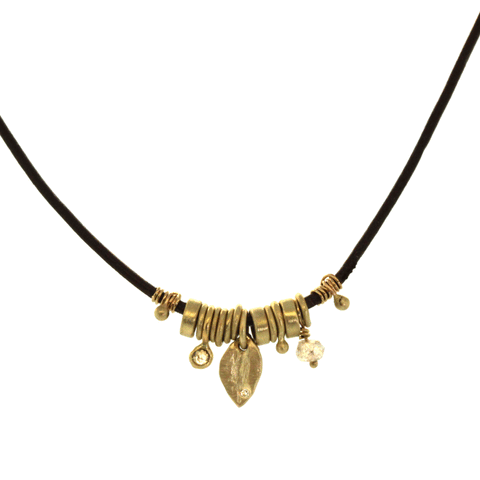 Leather & Gold Charm Necklace