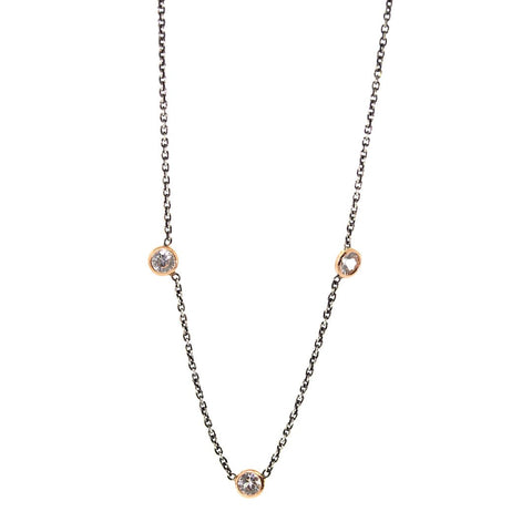 Silver & Rose Triple White Sapphire Necklace