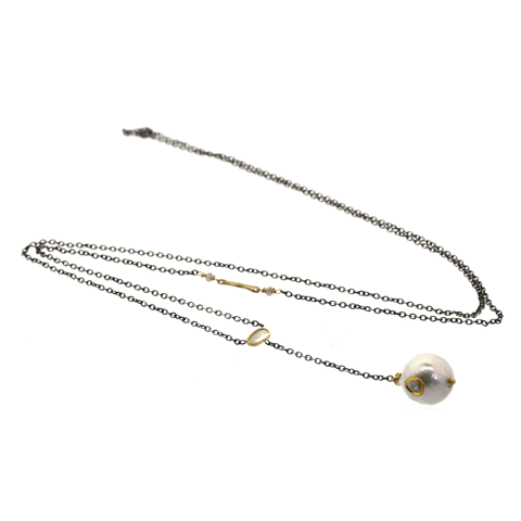 Pearl & Sliced Diamond Necklace