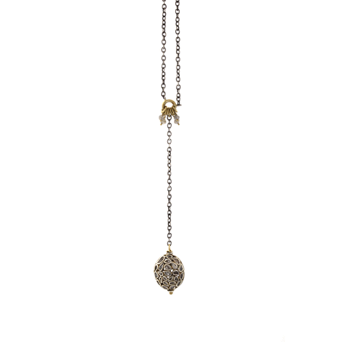 Sliced Diamond Teardrop Necklace