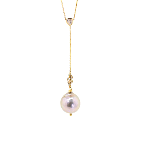 Pearl & Trillion Cut Sapphire Necklace
