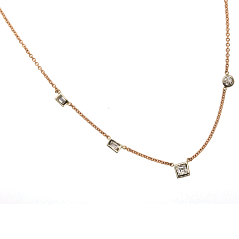 Baguette Diamond & Rose Gold Necklace