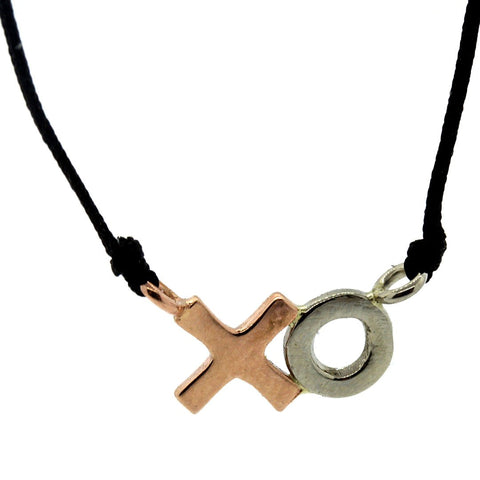 Rose Gold & Silver XO Macrame Necklace