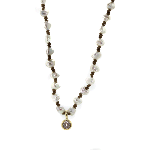 Kishi Pearl & Sapphire Silk Necklace