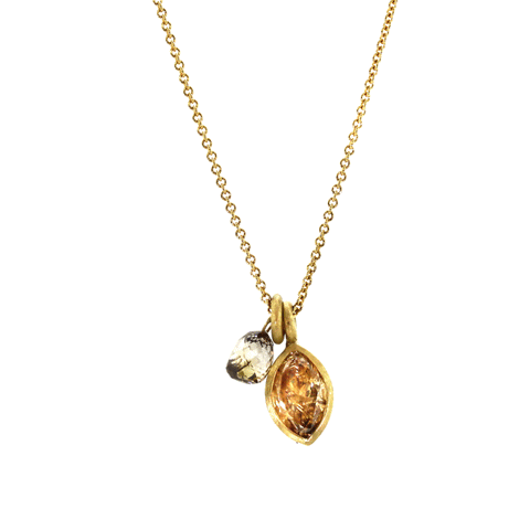 Marquise Champagne Diamond Bezel Necklace