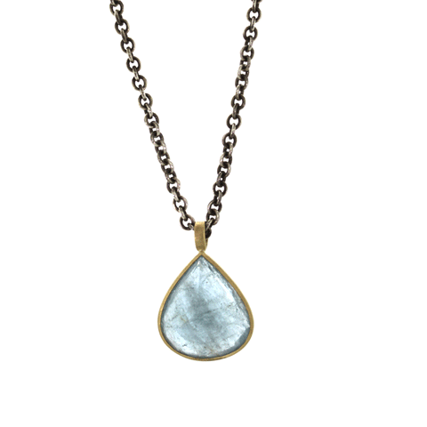 Thick Silver Aquamarine Necklace