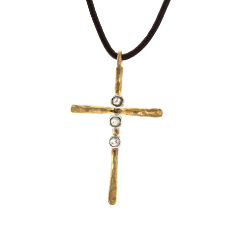 Triple Diamond Byzantine Cross Necklace