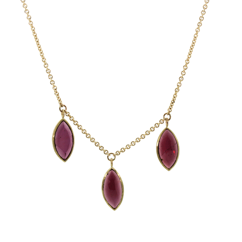 Gold Garnet Dangle Necklace