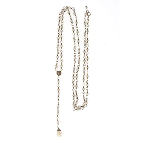 Silver & White Sapphire Rosary Necklace