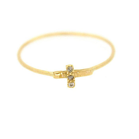 Gold Diamond Cross Ring