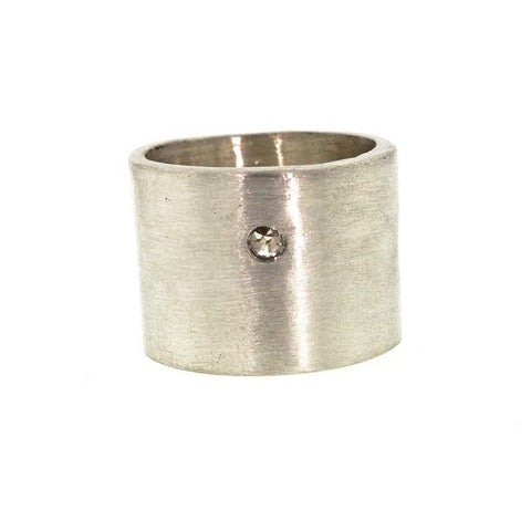 Sterling Silver & Champagne Diamond Wide Ring