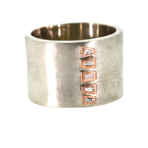 Chunky White Gold Baguette Bezel Ring