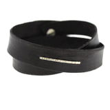 Double Wrap Leather and Pave Bar Bracelet - Rebecca Lankford Designs - 2