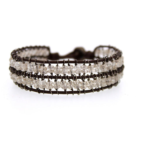 Leather & Zircon Bracelet