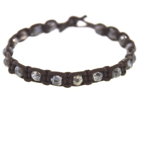 Woven Leather & Labradorite Bracelet