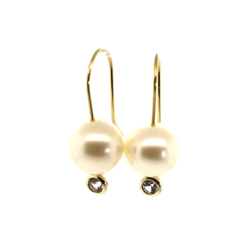 Cream Pearl & Sapphire Earrings
